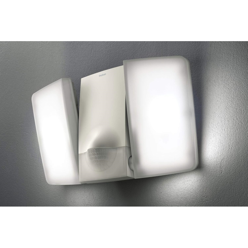theben - Proiector LED de perete cu senzor, 2xLED/10W/230V, alb, IP55