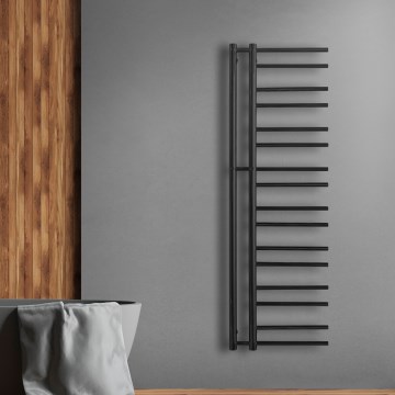 THEIA P.M.H. T2B - radiator de baie tip scară, 352 W, 154 cm, montare pe partea dreaptă, negru