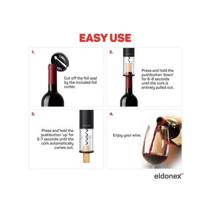 Tirbușon electric ELDONEX EWO-2100-BK 4xAA negru