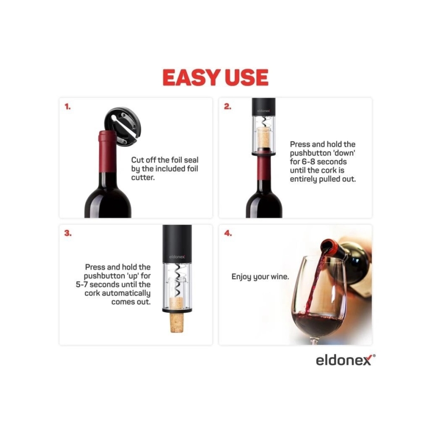 Tirbușon electric ELDONEX EWO-2100-BK 4xAA negru