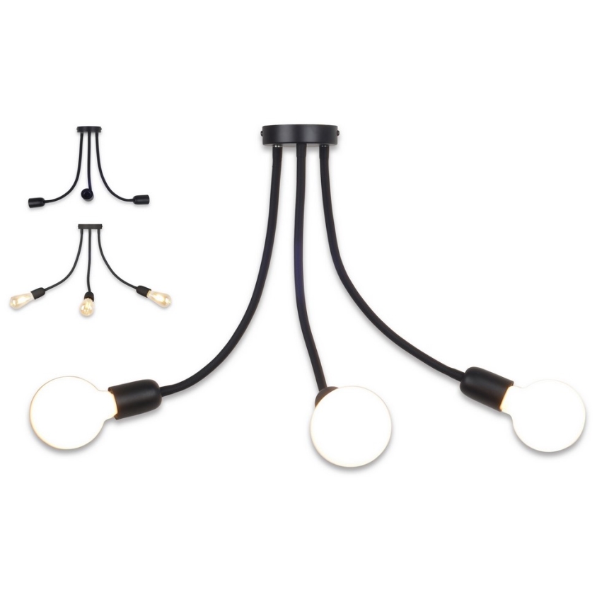 Top Light Galileo 3 C - Lustră pe tijă 3xE27/40W/230V negru