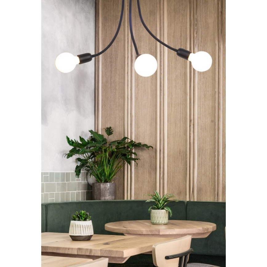 Top Light Galileo 3 C - Lustră pe tijă 3xE27/40W/230V negru