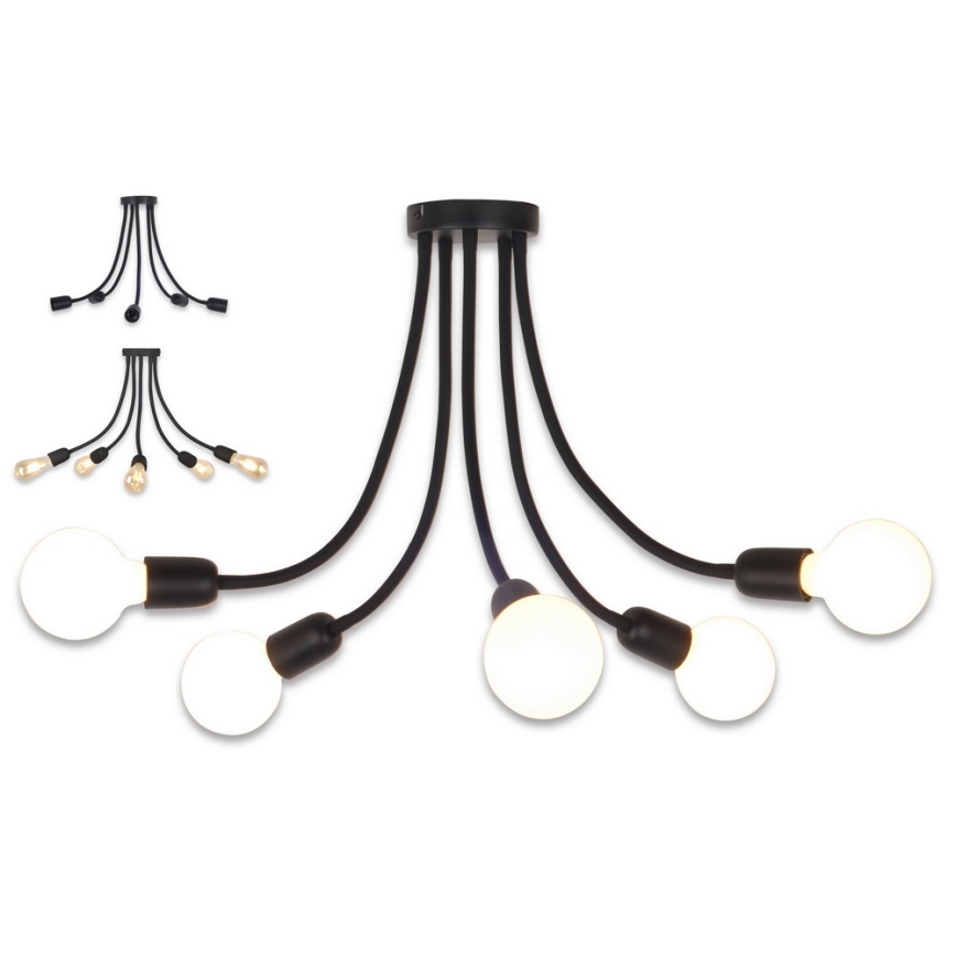 Top Light Galileo 5 C - Lustră pe tijă 5xE27/40W/230V negru