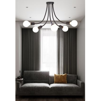 Top Light Galileo 5 C - Lustră pe tijă 5xE27/40W/230V negru
