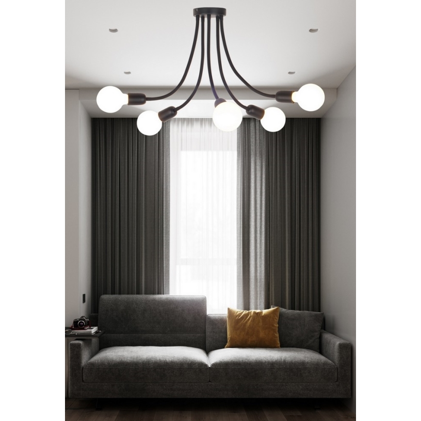 Top Light Galileo 5 C - Lustră pe tijă 5xE27/40W/230V negru