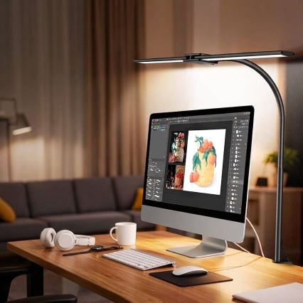 Top Light - Lampă de birou LED dimerizabilă cu clemă LYRA LED/18W/230V 3000-6500K neagră
