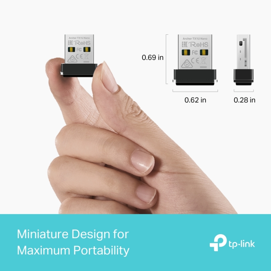 TP-Link - Adaptor USB nano Wi-Fi 6 fără fir