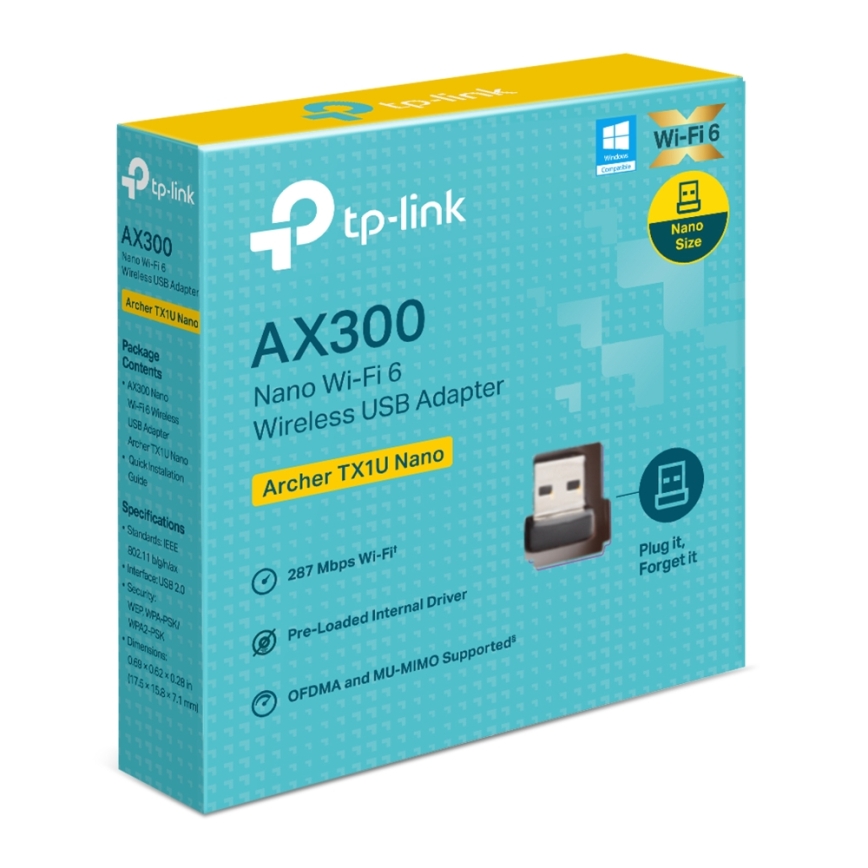 TP-Link - Adaptor USB nano Wi-Fi 6 fără fir
