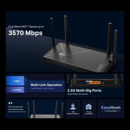 TP-Link Archer BE230 - Router Wi-Fi 7 dual-band