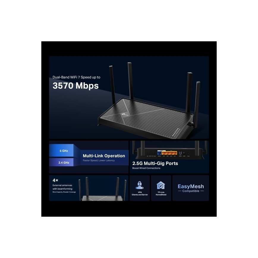 TP-Link Archer BE230 - Router Wi-Fi 7 dual-band