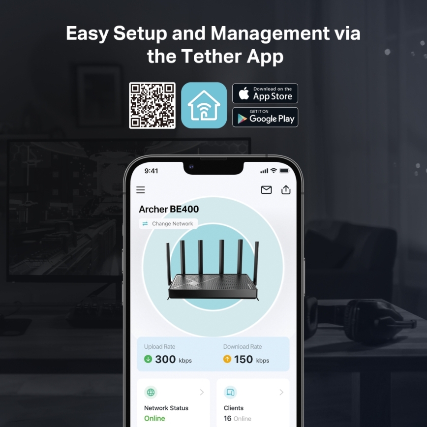 TP-Link Archer BE400 - Router Wi-Fi 7 dual-band