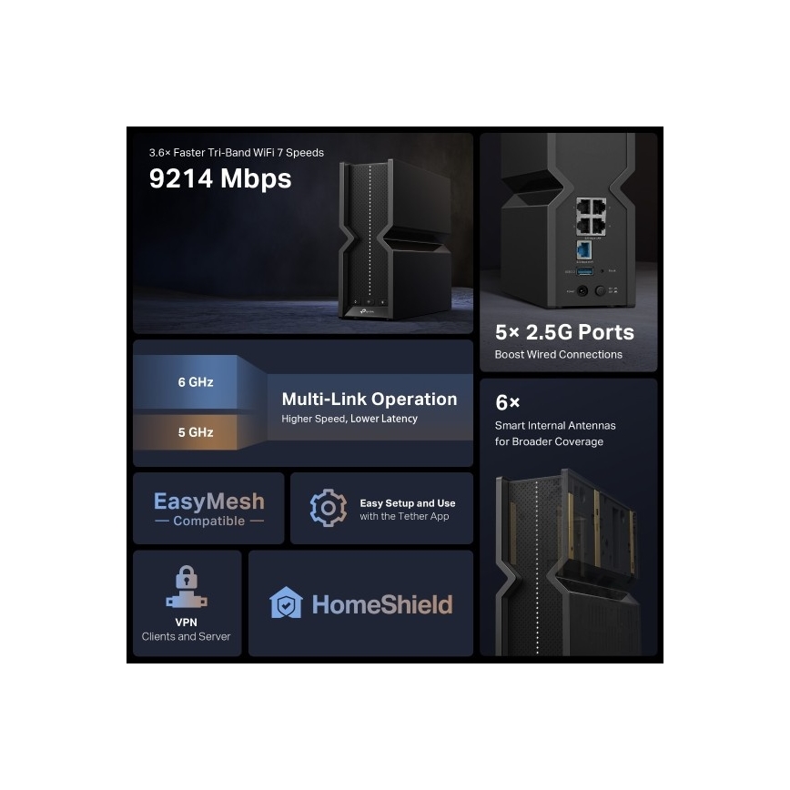 TP-Link Archer BE550 - router Wi-Fi 7 tri-band