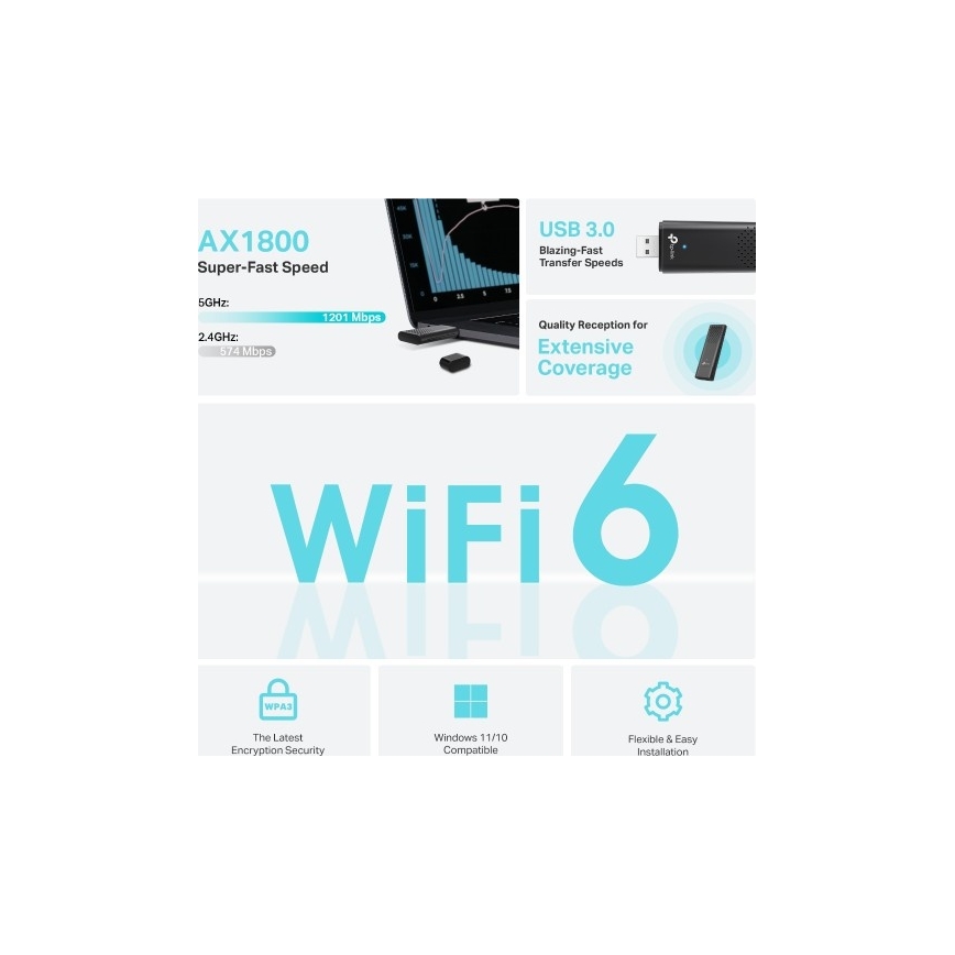 TP-Link Archer TX20U - adaptor USB wireless dual-band cu Wi‑Fi 6