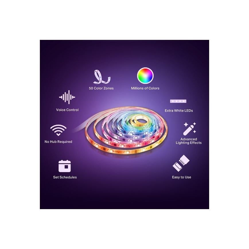 TP-Link - Bandă LED RGBW dimabilă 5 m, 13 W, 230 V, Wi-Fi