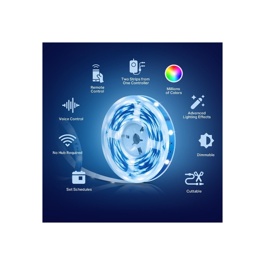 TP-Link - Bandă LED RGBW reglabilă, 5 m, 20,5 W, 230 V, Wi-Fi
