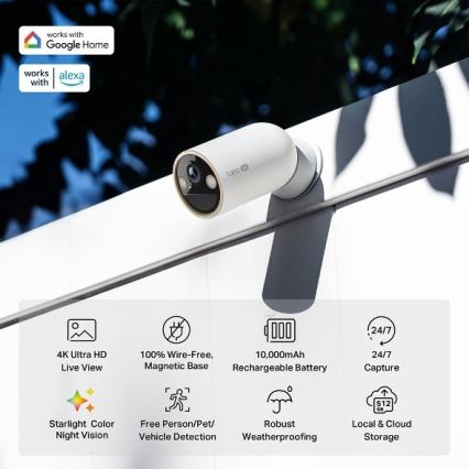 TP-Link - Cameră de exterior cu senzor, 10000 mAh, IP66, Wi-Fi