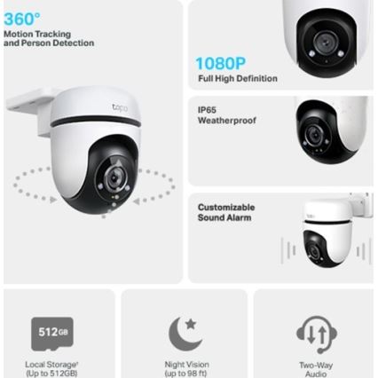 TP-Link - Cameră de exterior cu senzor IP65 Wi-Fi