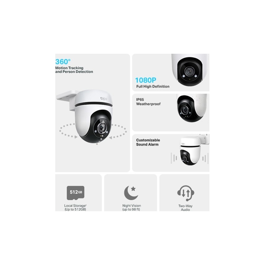 TP-Link - Cameră de exterior cu senzor IP65 Wi-Fi