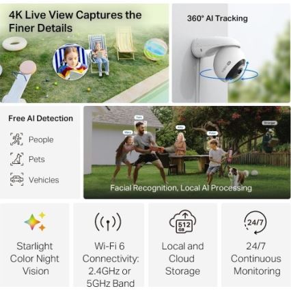 TP-Link - Cameră de exterior cu senzor IP66 Wi-Fi