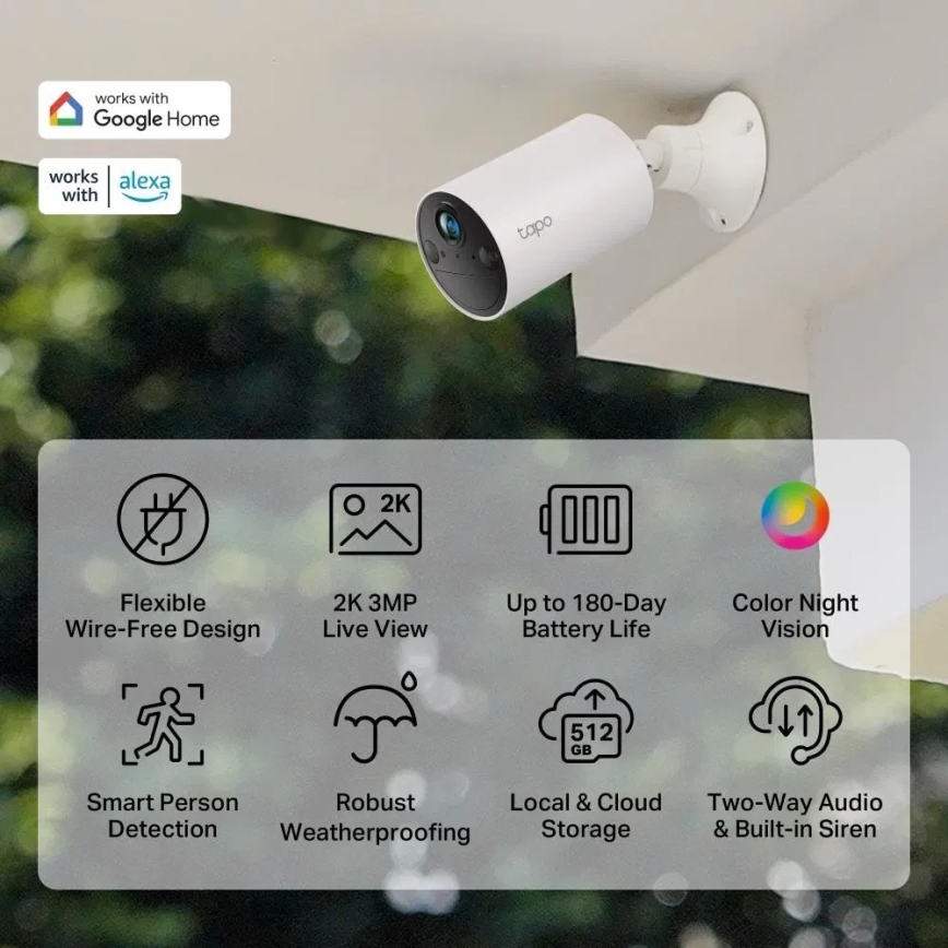 TP-Link - Cameră inteligentă de exterior cu senzor IP65 Wi-Fi