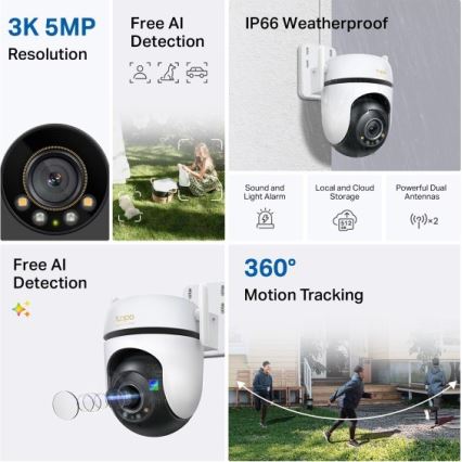 TP-Link - Cameră de supraveghere pentru exterior cu senzor, IP66, Wi-Fi