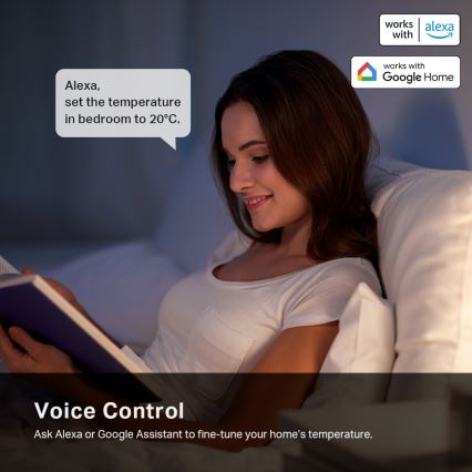 TP-Link - Cap termostatic inteligent cu ecran LCD, 2x AA, compatibil Tuya