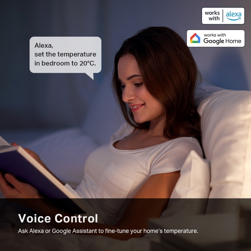 TP-Link - Cap termostatic inteligent cu ecran LCD, 2x AA, compatibil Tuya