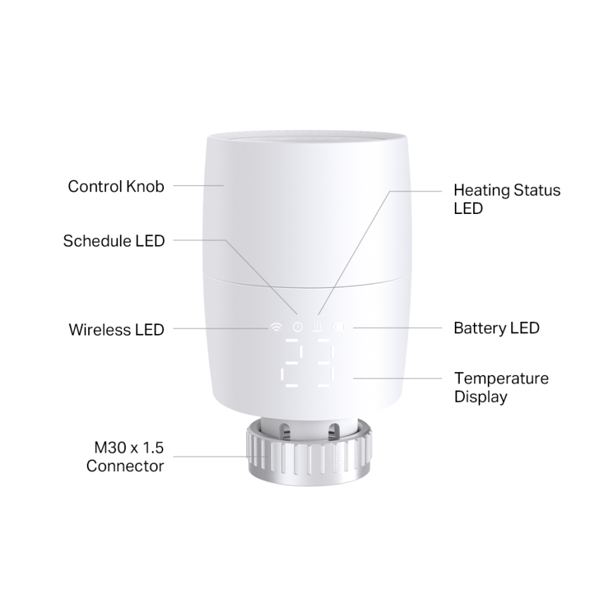 TP-Link - Cap termostatic inteligent cu ecran LCD 2xAA Tuya