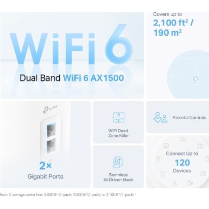 TP-Link - Deco X10 — set de 2 unități, sistem mesh Wi‑Fi 6 pentru întreaga casă