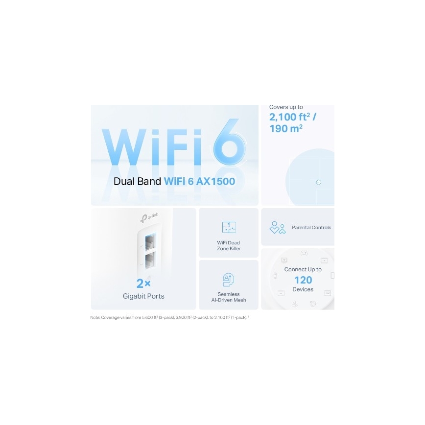 TP-Link - Deco X10 — set de 2 unități, sistem mesh Wi‑Fi 6 pentru întreaga casă
