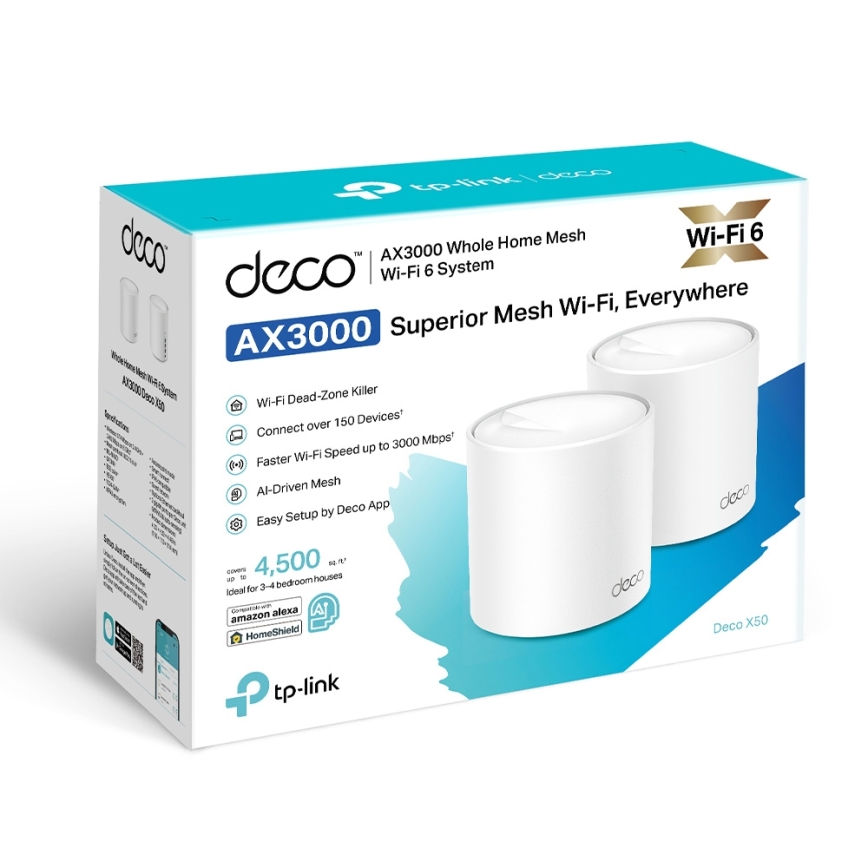 TP-Link Deco X50 - kit 2x Wi-Fi 6 mesh pentru întreaga casă