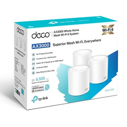 TP-Link - Deco X50, kit mesh Wi-Fi 6, set de 3 pentru întreaga locuință
