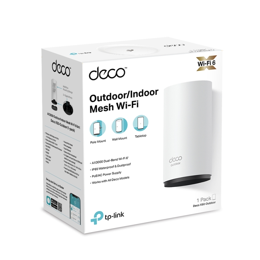 TP-Link Deco X50-Outdoor - Sistem mesh cu Wi‑Fi 6 pentru exterior/interior