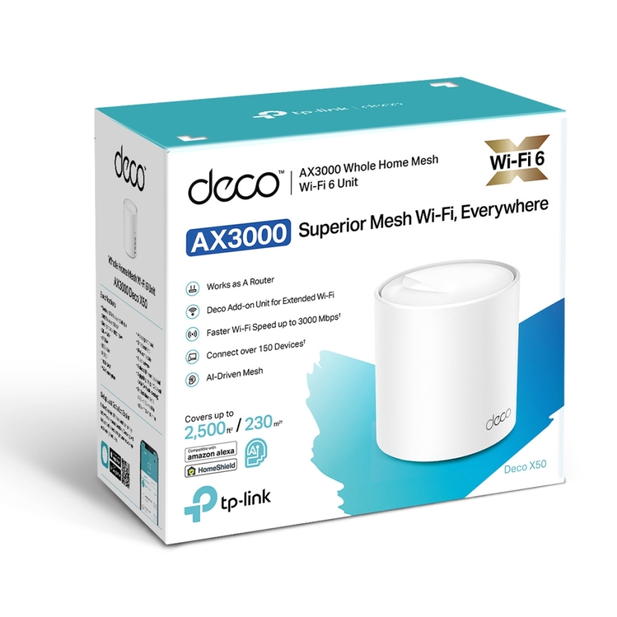 TP-Link Deco X50 — sistem mesh Wi‑Fi 6 pentru întreaga locuință