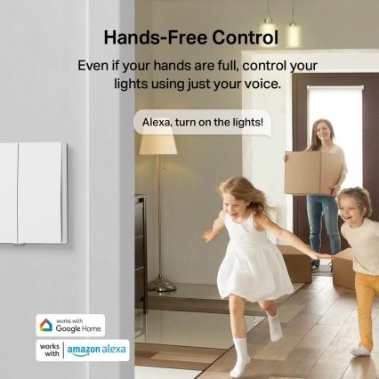 TP-Link - Întrerupător inteligent dublu pentru iluminat, Wi‑Fi, alimentat cu 2 baterii AAA