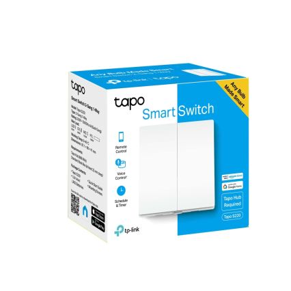 TP-Link - Întrerupător inteligent dublu pentru iluminat, Wi‑Fi, alimentat cu 2 baterii AAA