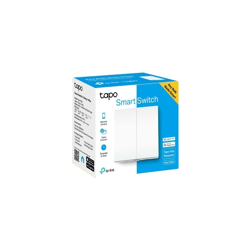 TP-Link - Întrerupător inteligent pentru iluminat cu 2 butoane, 2x AAA
