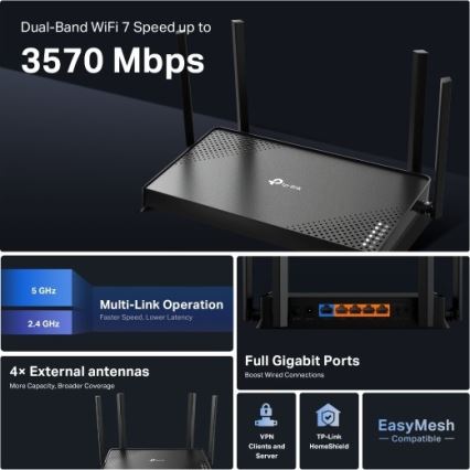 TP-Link - Router Wi‑Fi 7 cu două benzi
