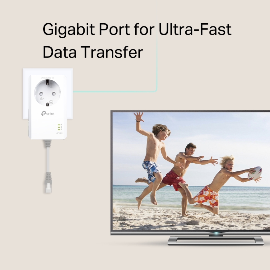 TP-Link - Set Powerline Gigabit cu priză integrată și Wi‑Fi