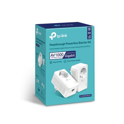 TP-Link - Set Powerline Gigabit cu priză integrată și Wi‑Fi