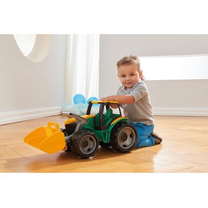 Tractor cu cupă, 65 cm, verde/galben