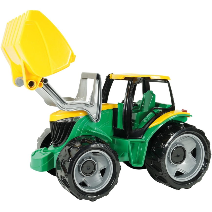 Tractor cu cupă, 65 cm, verde/galben