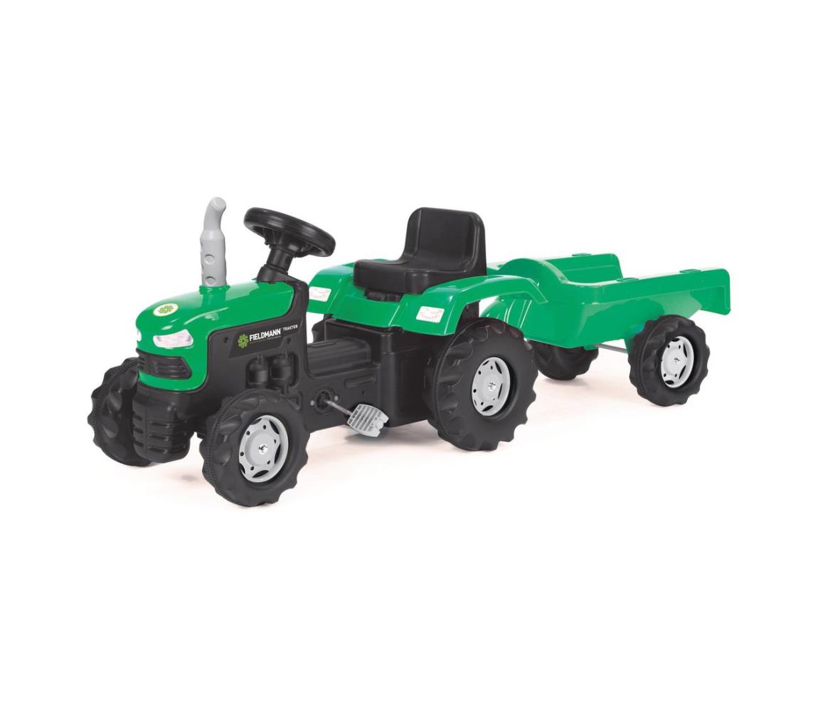 Tractor cu pedale și cărucior negru/verde
