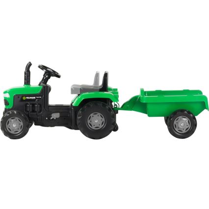 Tractor cu pedale și cărucior negru/verde