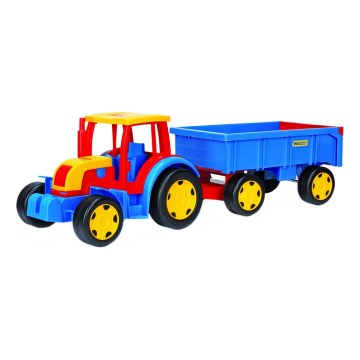 Tractor cu remorcă, 102 cm, roșu/albastru/galben