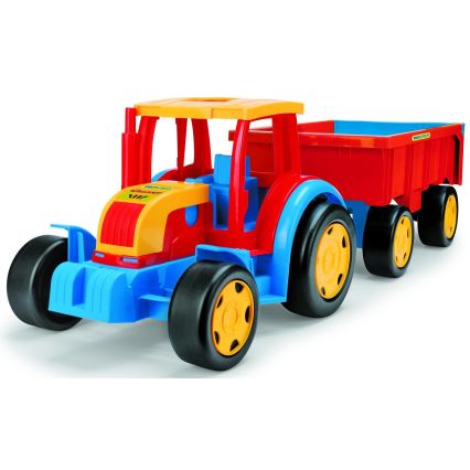 Tractor cu remorcă, 102 cm, roșu/albastru/galben