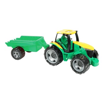 Tractor cu remorcă, 71 cm, verde/galben