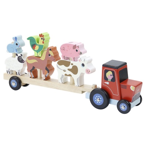 Tractor de lemn cu animale Vilac
