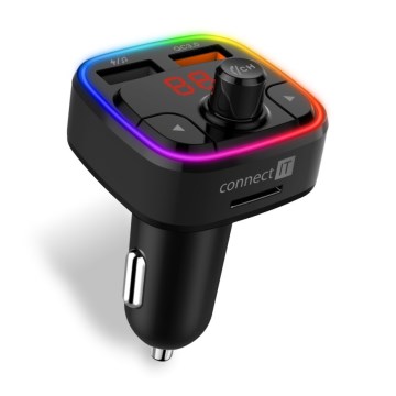 Transmițător FM LED RGB auto cu Bluetooth CONNECT IT CCC-9090-BK negru