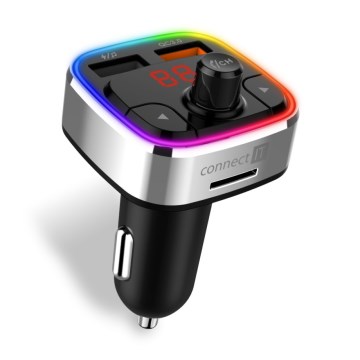 Transmițător FM LED RGB auto cu Bluetooth CONNECT IT CCC-9090-SL negru/argintiu